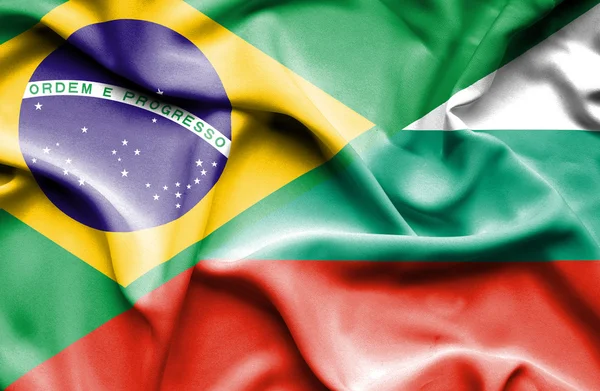 불가리아, 브라질의 깃발을 흔들며 — 스톡 사진