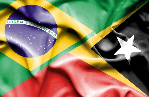 Bandera ondeante de Timor Oriental y Brasil —  Fotos de Stock