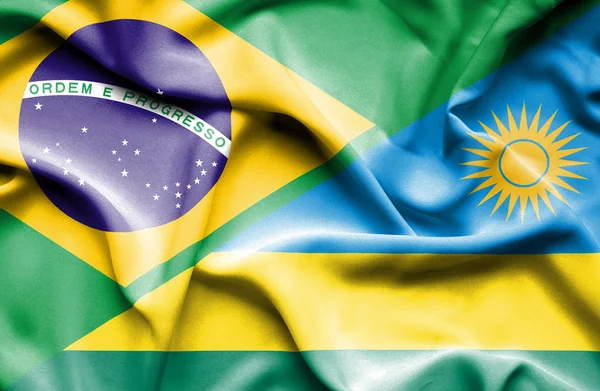Machać flaga Rwandy i Brazylii — Zdjęcie stockowe