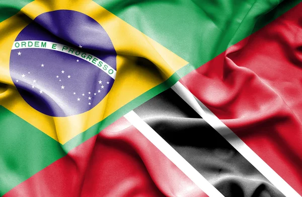 Trinidad ve Tobago ve Brezilya bayrağı sallayarak — Stok fotoğraf