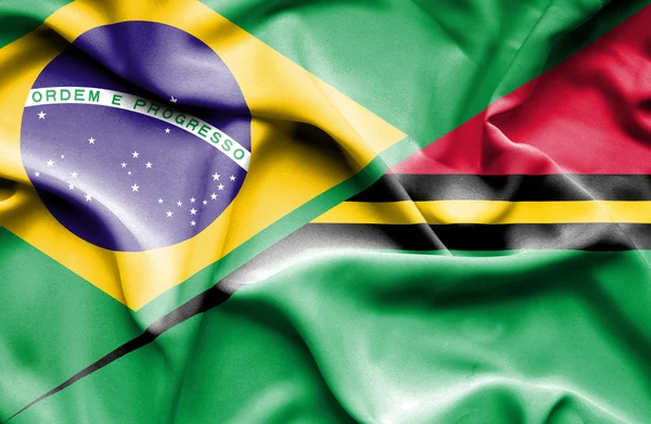 Waving flag of Vanuatu and Brazil — Stock Photo, Image