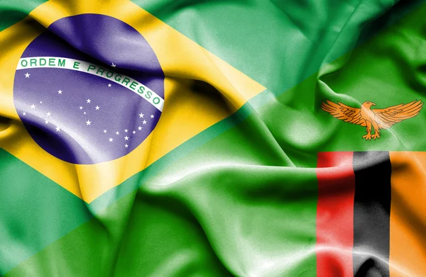 ジンバブエ、ブラジルの旗を振ってください。 — ストック写真