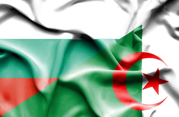 Waving flag of Algeria and Bulgaria — Stock Photo, Image