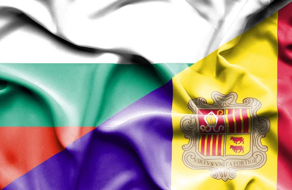 Machać flaga Andory i Bułgaria — Zdjęcie stockowe