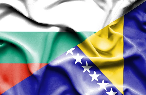 Bandera ondeante de Bosnia y Herzegovina y Bulgaria — Foto de Stock