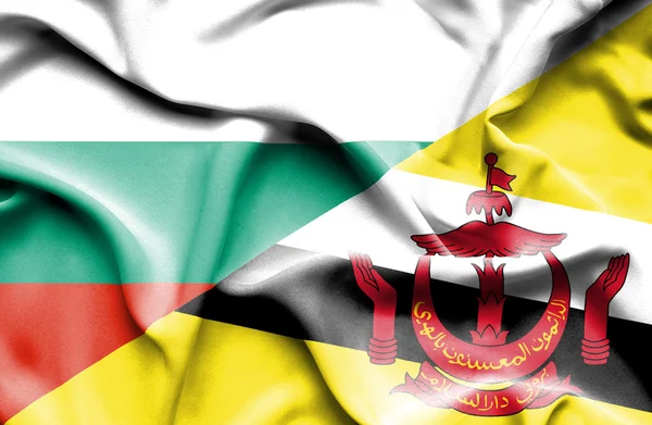 Wapperende vlag van Brunei en Bulgarije — Stockfoto