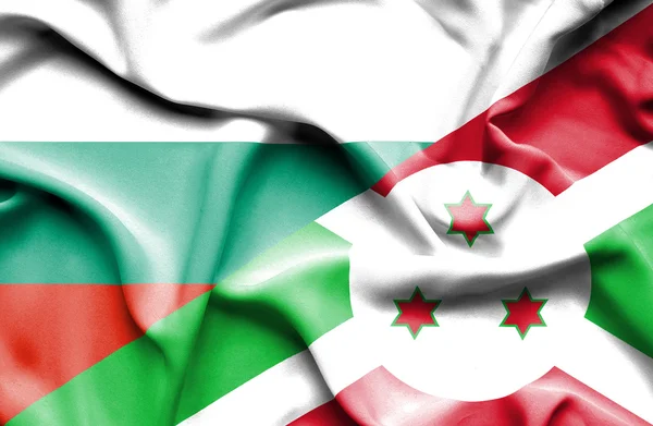 Bandera ondeante de Burundi y Bulgaria — Foto de Stock