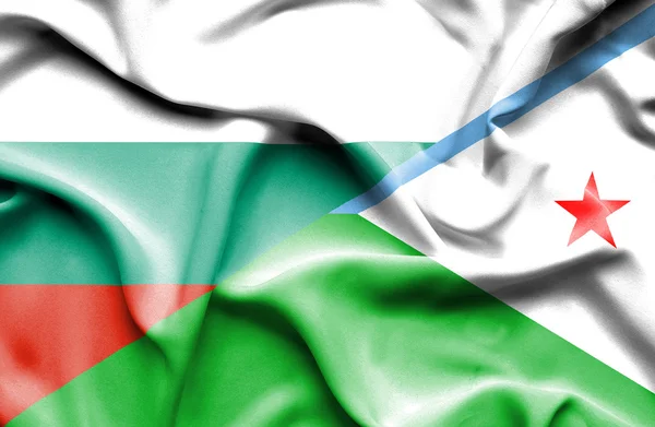 Waving flag of Dijbouti and Bulgaria — Stock Photo, Image