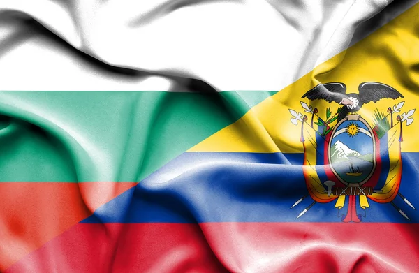 Bandeira ondulada do Equador e da Bulgária — Fotografia de Stock
