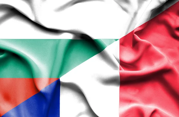 Waving flag of France and Bulgaria — Stock Photo, Image