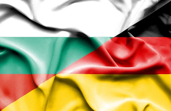 Waving flag of Germany and Bulgaria — Stock Photo, Image