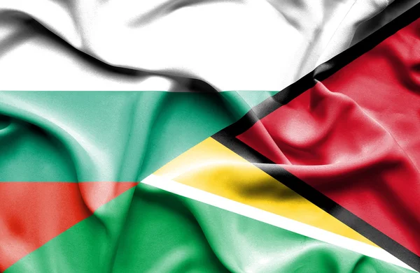 Sventolando bandiera della Guyana e della Bulgaria — Foto Stock
