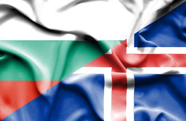 Bandiera sventolante di Islanda e Bulgaria — Foto Stock