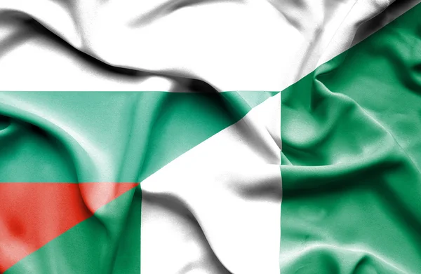 Waving flag of Nigeria and Bulgaria — Stock Photo, Image