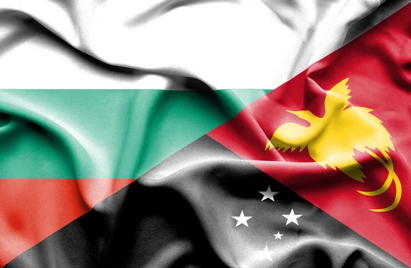 Bandiera sventolante di Papua Nuova Guinea e Bulgaria — Foto Stock