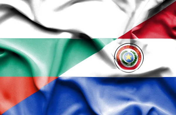 Waving flag of Paraguay and Bulgaria — Stock Photo, Image