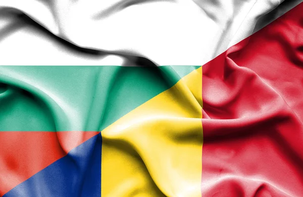 Flagge Rumäniens und Bulgariens schwenken — Stockfoto