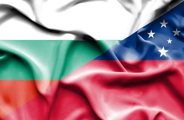 Bandera ondeante de Samoa y Bulgaria — Foto de Stock