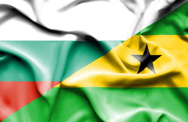 Waving flag of Sao Tome and Principe and Bulgaria — Stock Photo, Image