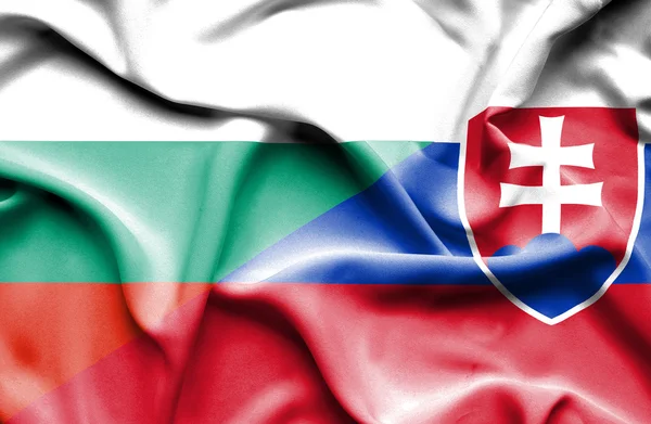 Flagge der Slowakei und Bulgariens schwenkend — Stockfoto
