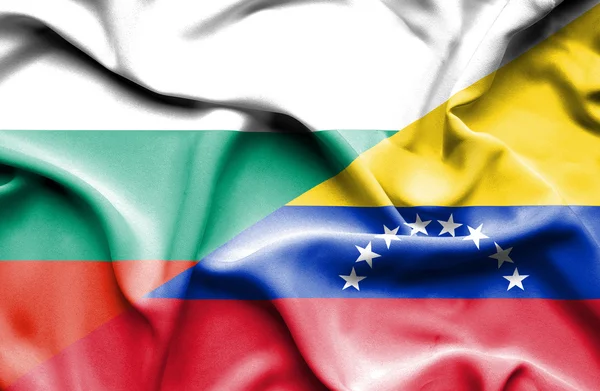 Bandera ondeante de Venezuela y Bulgaria — Foto de Stock