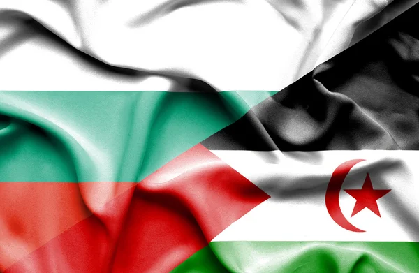 Macha flagą Sahary Zachodniej i Bułgarii — Zdjęcie stockowe