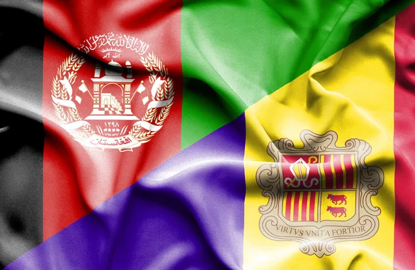 Waving flag of Andorra and Afghanistan — Stock Photo, Image