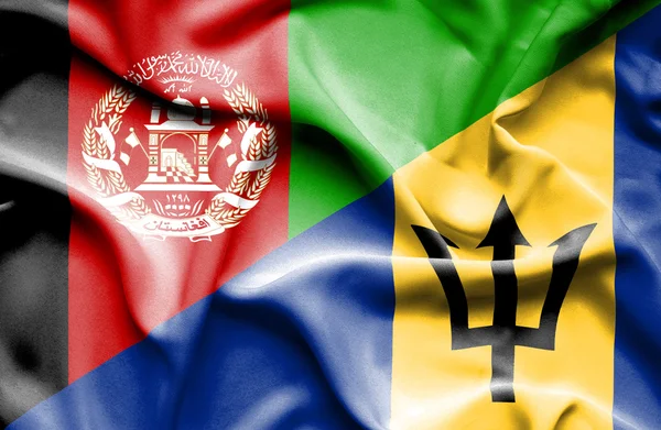 Barbados och Afghanistan viftande flagga — Stockfoto