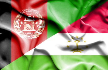 Tacikistan ve Afganistan bayrağı sallayarak