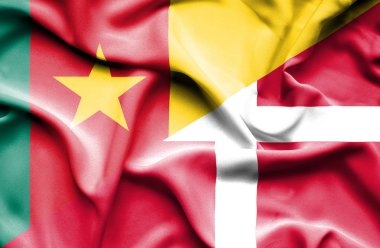 Danimarka ve Kamerun bayrağı sallayarak