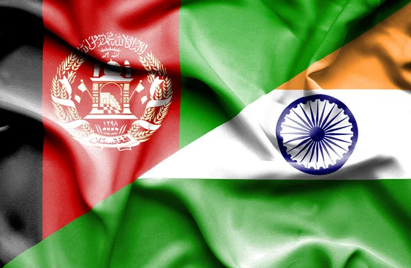 Bandiera sventolante di India e Afghanistan — Foto Stock