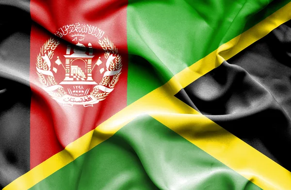 Fahne von Jamaika und Afghanistan schwenkend — Stockfoto