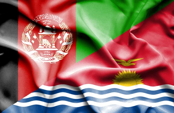 Viftande flagga Kiribati och Afghanistan — Stockfoto
