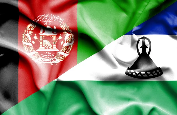Viftande flagga Lesotho och Afghanistan — Stockfoto