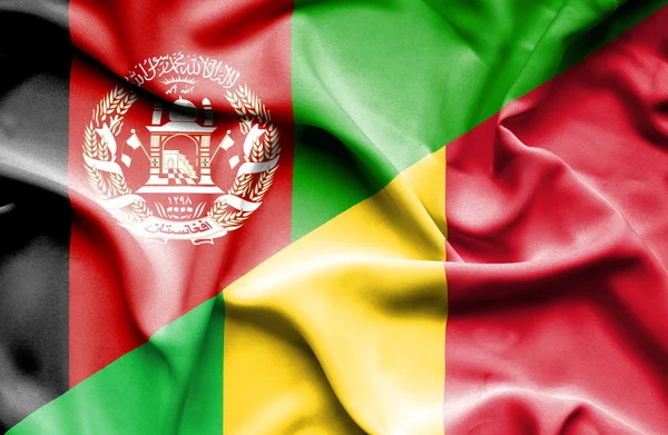 Mávání vlajkou Mali a Afghánistánu — Stock fotografie