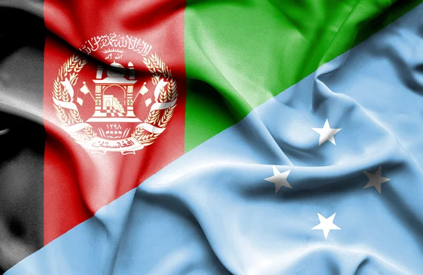 Viftande flagga Mikronesien och Afghanistan — Stockfoto