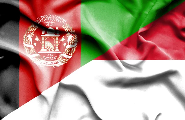 Viftande flagga Monaco och Afghanistan — Stockfoto