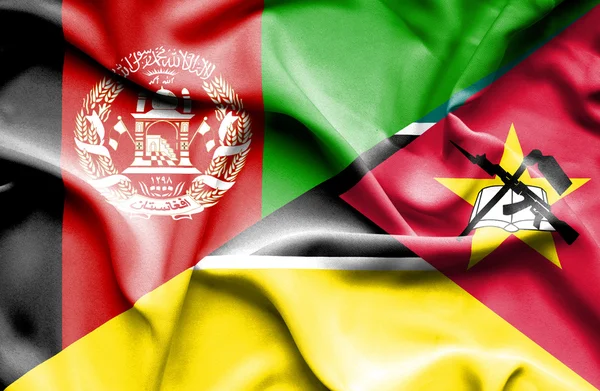 Machać flaga Mozambiku i Afganistanie — Zdjęcie stockowe