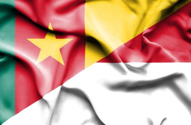 Monako ve Kamerun bayrağı sallayarak