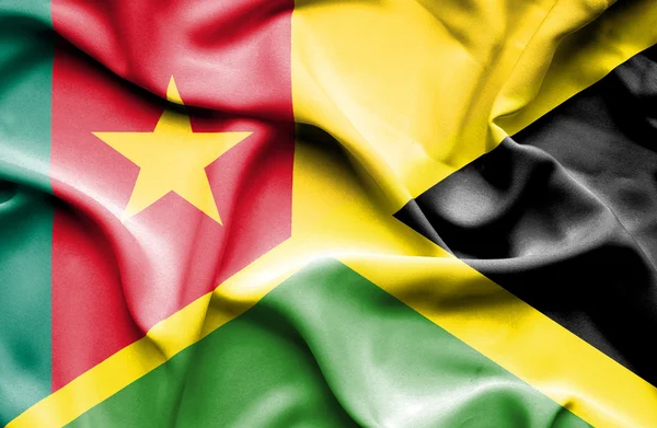 Waving flag of Jamaica and Cameroon — Stock Photo, Image