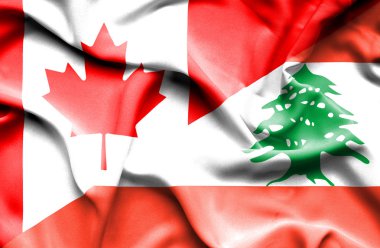Lübnan ve Kanada bayrağı sallayarak