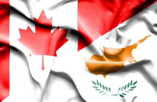 Bandiera sventolante di Cipro e Canada — Foto Stock