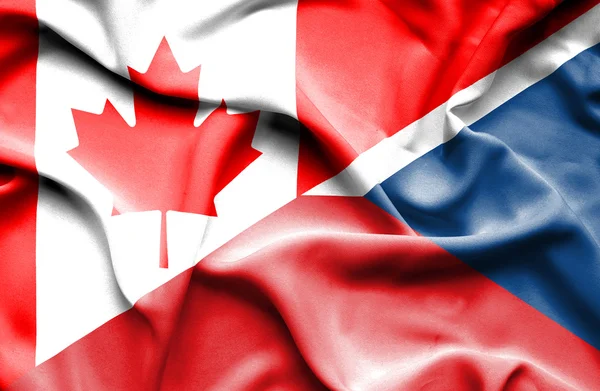 Waving flag of Czech Republic and Canada — Stock Photo, Image