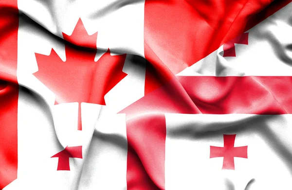 Bandiera sventolante di Georgia e Canada — Foto Stock