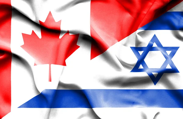 Waving flag of Israel and Canada — Stock Photo, Image