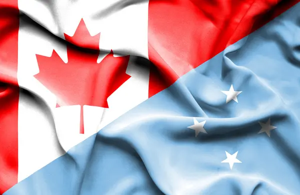 Bandiera sventolante di Micronesia e Canada — Foto Stock
