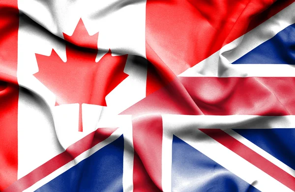 Waving flag of United Kingdon and Canada — Stock Photo, Image