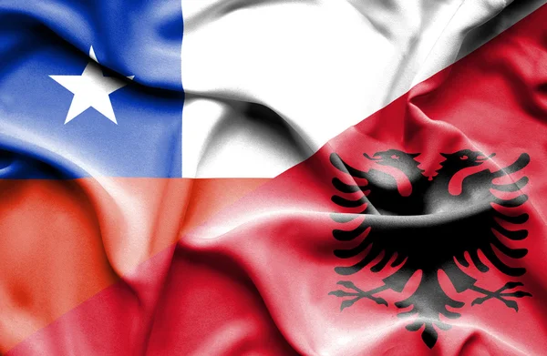 Bandera ondeante de Albania y Chile —  Fotos de Stock