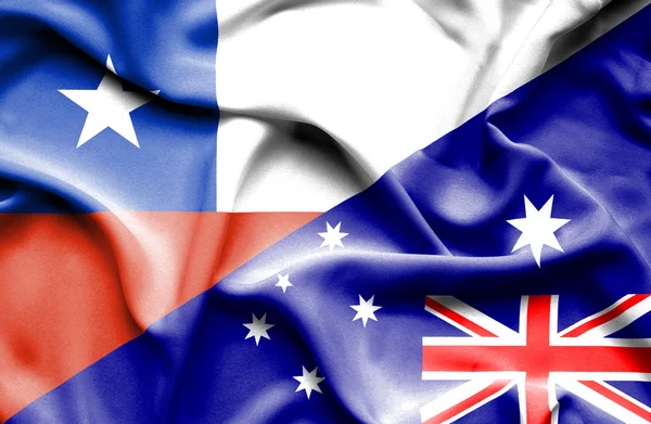 Waving flag of Australia and Chile — Stock Photo, Image