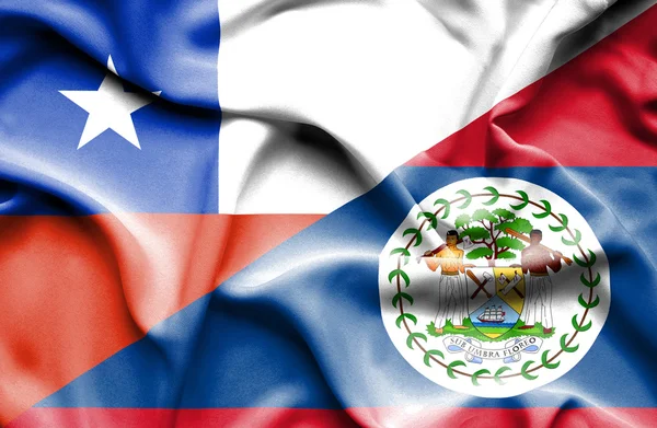 Waving flag of Belize and Chile — Stock Photo, Image